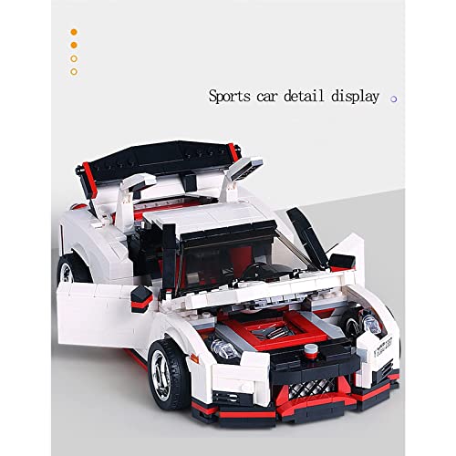 Technic GT-R Ares Sports Car MOC Bloques de construcción y juguete de ingeniería, modelo de coche de carreras blanco, modelo de coche deportivo coleccionable, para niños y niñas a partir de 8 años (10