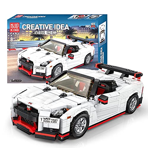 Technic GT-R Ares Sports Car MOC Bloques de construcción y juguete de ingeniería, modelo de coche de carreras blanco, modelo de coche deportivo coleccionable, para niños y niñas a partir de 8 años (10