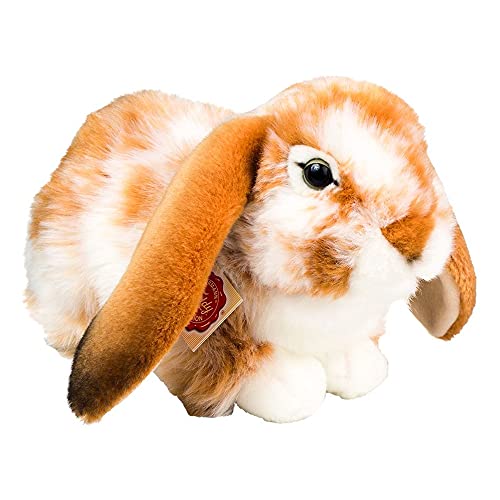 Teddy Hermann 93791 Conejo Aries acostado pío marrón Claro y Blanco 30 cm, Peluche