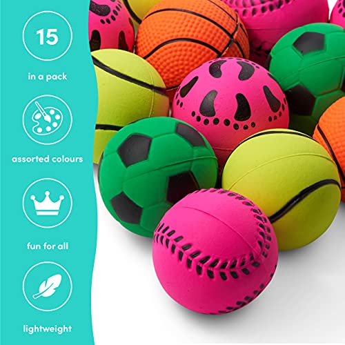 THE TWIDDLERS ﻿﻿15 Bolas de Goma de Juguete (7cm) - Pelota de Juego de Interior al Aire Libre | Pelotas de Deporte Suaves para Niños