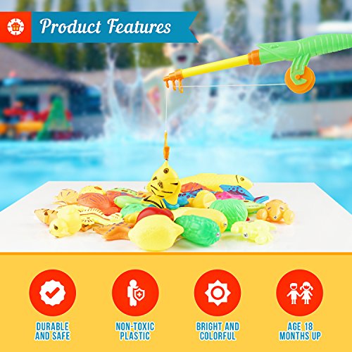 THE TWIDDLERS 39 Pcs Juego de Pesca Magnética - Piscina y Baño Juguetes para Niños