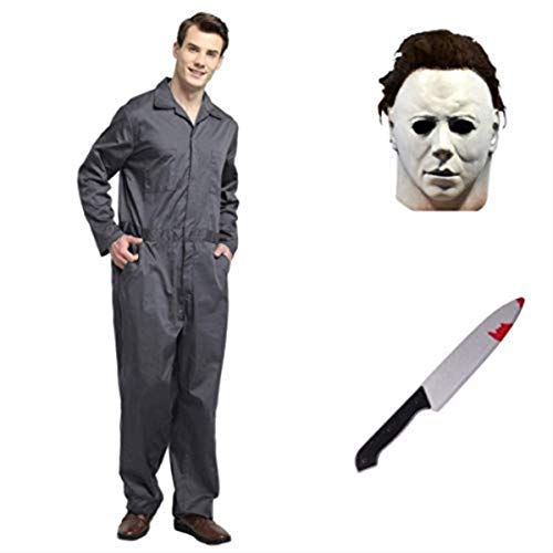 thematys® Juego de Disfraces de películas de Terror de Michael Myers con máscara y Cuchillo en 5 tamaños Diferentes Carnaval y la Noche de Brujas (S)