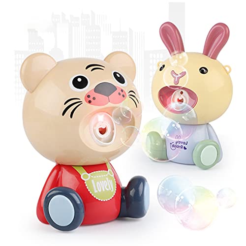 Tiger Bubble Machine Máquina automática de burbujas para niños pequeños Sin derrames Burbuja con luces musicales Bubble Maker Blower Toys - Tiger 13 * 13.5 * 17Cm