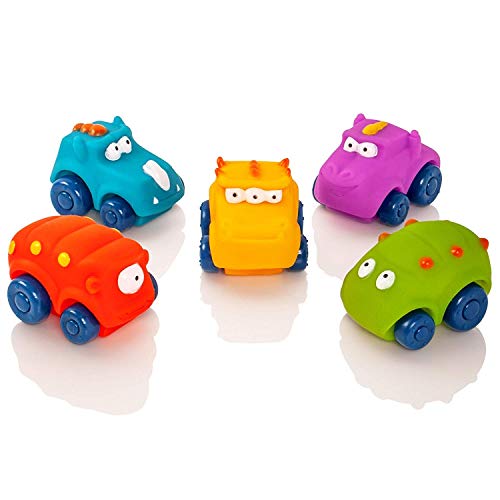 Tippi Monster Movers Juego de empuje suave para automóvil Play Along - Bebé o juguete para niños pequeños (Set de 5)