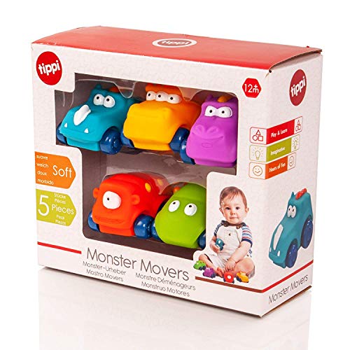 Tippi Monster Movers Juego de empuje suave para automóvil Play Along - Bebé o juguete para niños pequeños (Set de 5)