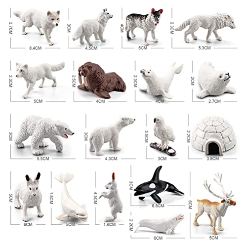 Tixiyu Juego de 18 figuras de juguete polar ártico para animales incluye lobo blanco, búho blanco, zorro ártico, zorro ártico, zorro ártico, husky e iglú, modelo animal, regalo para niños