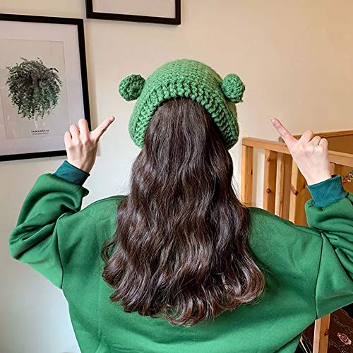 Tocwick Diadema de rana sombrero lindo ganchillo diadema de punto al aire libre Big Eye Frog Cap Earflap Ear Protective Festival Cosplay Hat Mujeres Niñas, Gorro de rana, talla única