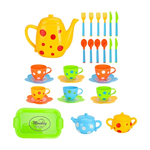 Toddmomy Juego de Té en Miniatura con Tetera Tazas de Té Cuchara Tenedores Casa de Muñecas Accesorios de Cocina Juego de Simulación Juguete para Niños