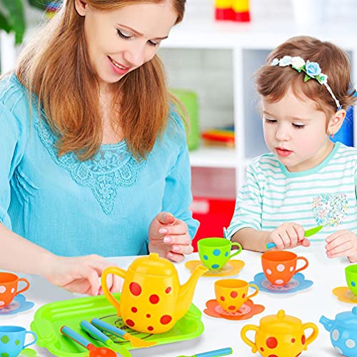 Toddmomy Juego de Té en Miniatura con Tetera Tazas de Té Cuchara Tenedores Casa de Muñecas Accesorios de Cocina Juego de Simulación Juguete para Niños