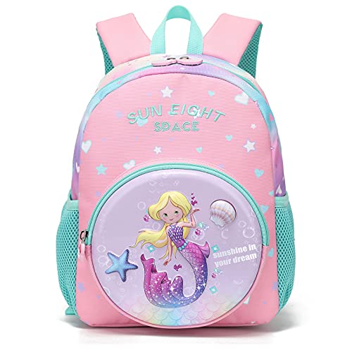 Tokeya Mochila Infantil Niñas Escuela Bolsa Preescolar Pequeña Mochilas Impermeable Viaje Mochila 2-6 Años Guarderia Niños Animales Bolso, 3D Sirena Rosa