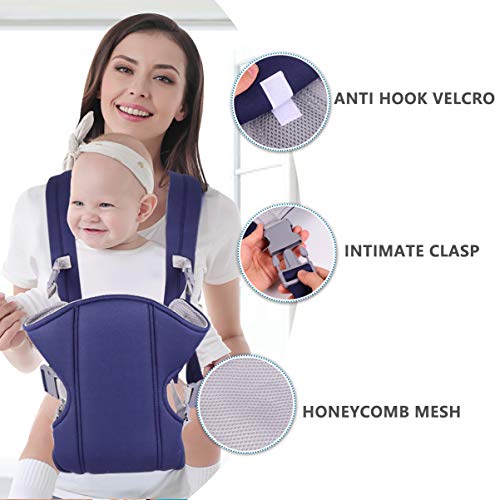 Tomaibaby Portabebés con Asiento de Cadera Asiento de Cadera Recién Nacido para Bebés Mochila de Seguridad Ajustable para Viajes Al Aire Libre de Verano Azul Oscuro