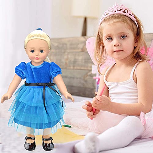 Tomicy Ropa de Muñecas Bebé，Juego de 2 Piezas de Ropa de Cumpleaños para Muñecas de 43 cm, Vestido y Zapatos Accesorios como Regalo para Girl Doll Muñeca（Azul）