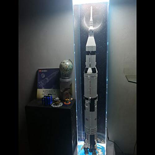 TONGJI Vitrina de Acrílico con Luces Compatible con Lego 21309 Ideas-NASA Apolo Saturno V, Vitrina A Prueba De Polvo (Modelo No Incluido)