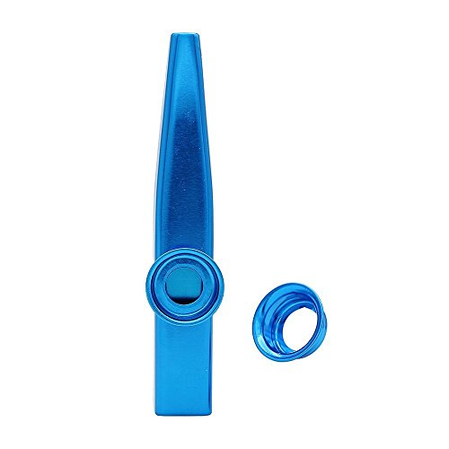 TOOGOO（R）) Kazoo Aleacion de Aluminio de Metal con 5pcs Regalos de Flauta Diafragma para Ninos Amantes de la Musica-Azul