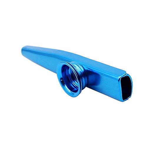 TOOGOO（R）) Kazoo Aleacion de Aluminio de Metal con 5pcs Regalos de Flauta Diafragma para Ninos Amantes de la Musica-Azul