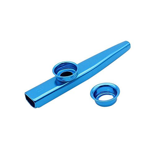 TOOGOO（R）) Kazoo Aleacion de Aluminio de Metal con 5pcs Regalos de Flauta Diafragma para Ninos Amantes de la Musica-Azul