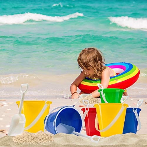 Top Race 5" Inch Beach Pails Sand Buckets and Shovels Set for Kids Toys - Pack of 12 or 6 (12 Pack)