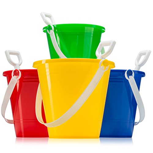 Top Race 5" Inch Beach Pails Sand Buckets and Shovels Set for Kids Toys - Pack of 12 or 6 (12 Pack)