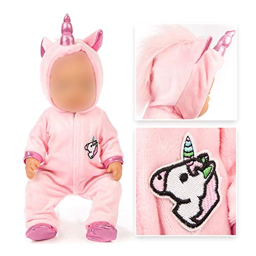 TOPofly Bebé Ropa de la muñeca, 18 Juegos Pulgadas muñecas Unicornio del Mono con los Zapatos, Traje de muñeca Accesorios niños Rosa