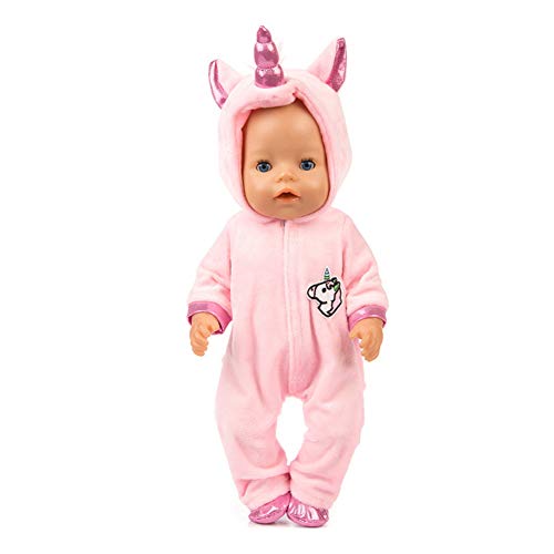 TOPofly Bebé Ropa de la muñeca, 18 Juegos Pulgadas muñecas Unicornio del Mono con los Zapatos, Traje de muñeca Accesorios niños Rosa