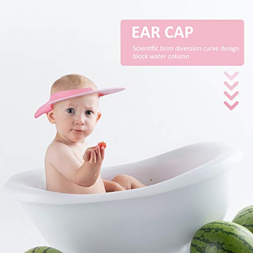 TOYANDONA Gorra de Baño de Ducha de Bebé Gorra de Baño de Silicona para Niños Gorra de Baño Protección de Bebés Gorra de Visera de Seguridad Divertida para Niños de Color Rosa