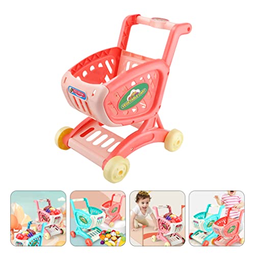 TOYANDONA Mini Carrito de Compras Juguete Carrito de Compras Juguete Miniatire Handcart Trolley Modelo Carro Juguetes de Almacenamiento para Muñecas Mini Casa Mesa