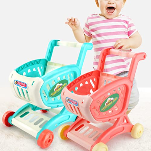 TOYANDONA Mini Carrito de Compras Juguete Carrito de Compras Juguete Miniatire Handcart Trolley Modelo Carro Juguetes de Almacenamiento para Muñecas Mini Casa Mesa