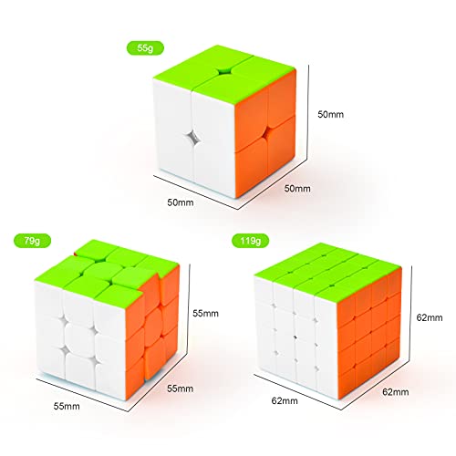 TOYESS Speed Cube Set, Cubo Mágico 2x2 3x3 4x4 Stickerless, Cubo de Velocidad Rompecabezas Juguetes Traje, Niños & Adulto (3 Pack)