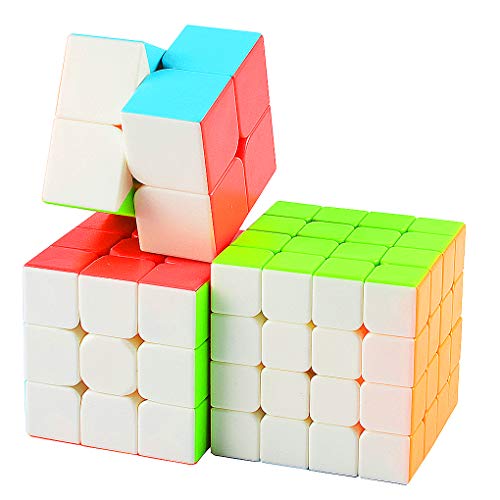 TOYESS Speed Cube Set, Cubo Mágico 2x2 3x3 4x4 Stickerless, Cubo de Velocidad Rompecabezas Juguetes Traje, Niños & Adulto (3 Pack)