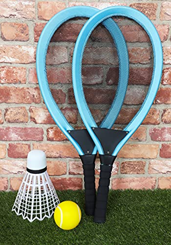 TOYLAND Juego de Tenis y bádminton de 65 cm - 2 Raquetas Gigantes con Volante Gigante y Pelota de Tenis Gigante