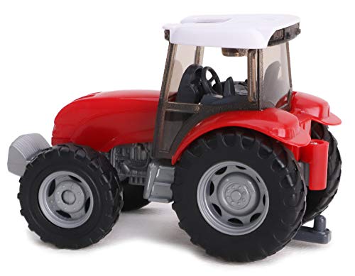 TOYLAND® - Juego de Tractor y camión Cisterna / Remolque de 22,5 cm - Acción de Rueda Libre - Juguetes de Granja para niños (Petrolero Rojo)