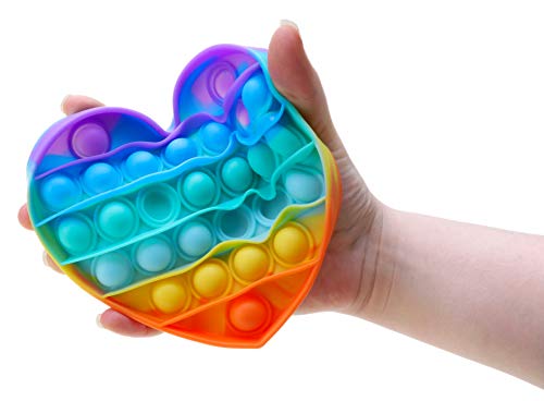 TOYLAND® Push Bubble Pop Bubble Juguete Fidget sensorial (CORAZÓN Arco Iris)