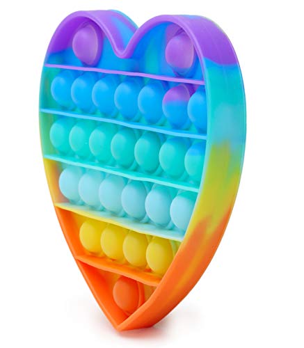 TOYLAND® Push Bubble Pop Bubble Juguete Fidget sensorial (CORAZÓN Arco Iris)