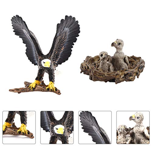 TOYMYTOY 2 Piezas Estatua Patriótica Americana de La Familia del Águila Calva con Las Texturas Realistas Figuras de Pájaro Figuras de Animales Colección de Juguetes Decoración de