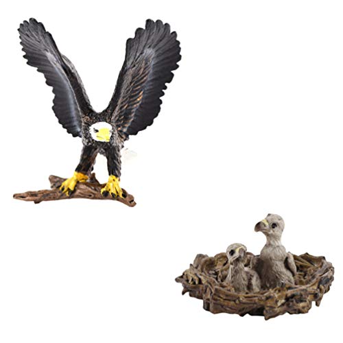 TOYMYTOY 2 Piezas Estatua Patriótica Americana de La Familia del Águila Calva con Las Texturas Realistas Figuras de Pájaro Figuras de Animales Colección de Juguetes Decoración de