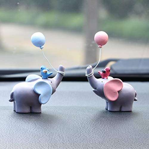 Toyvian Figuras de elefantes, decoración para tartas, decoración de una tarta con muñeca de elefante con globo para bomboneras, adornos de mesa, regalo para niños (azul)