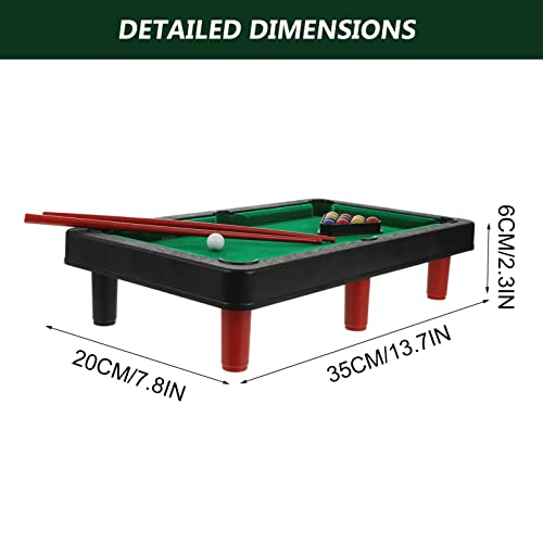 Toyvian Mini Mesa de Billar Mesa de Juguete Mini Billiard Juego con 2 Palos 11 Bolas Juguete de La Inteligencia de Billar para El Hogar para Niños 14 X 8 X 2. 3 Pulgadas