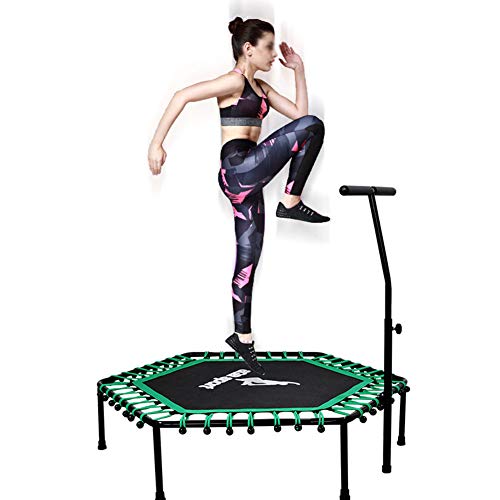 Trampolín Portátil de 50 Pulgadas Trampolín de Interior Ruido Silencioso Antideslizante Y Transpirable Puede Soportar Un Peso de 220 Libras Cama Elástica Fitness Apto para Exterior Interior,Verde