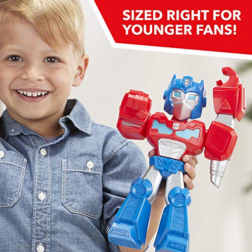 Transformers Optimus Prime Playskool Heroes Mega Mighties Rescue Bots Academy Optimus Prime Figure 10-inch Figure, Collectible Toys for Kids Ages 3 and Up