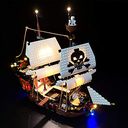 TRCS Juego de iluminación LED para barco pirata, funciona con USB y batería, compatible con Lego 31109 Creator, barco pirata 3 en 1, sin set Lego