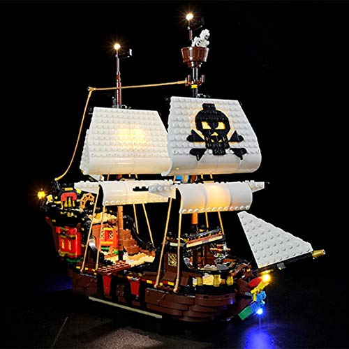 TRCS Juego de iluminación LED para barco pirata, funciona con USB y batería, compatible con Lego 31109 Creator, barco pirata 3 en 1, sin set Lego