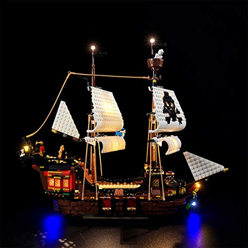 TRCS Juego de iluminación LED para barco pirata, funciona con USB y batería, compatible con Lego 31109 Creator, barco pirata 3 en 1, sin set Lego