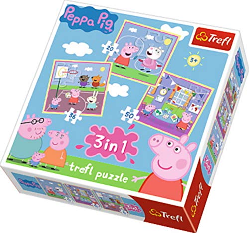 Trefl 34813 - Puzzle 3 en 1 "Peppa Pig Playing at School