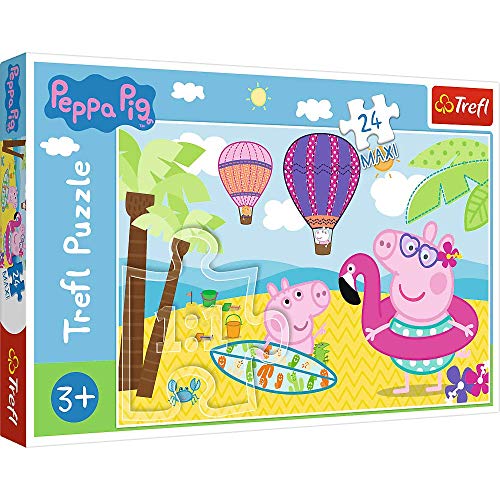 Trefl Wutz macht Ferien, Peppa Pig 24 Maxiteile, für Kinder AB 3 Jahren Puzzels, Color Coloreado (WPU-14293-01-010-01)