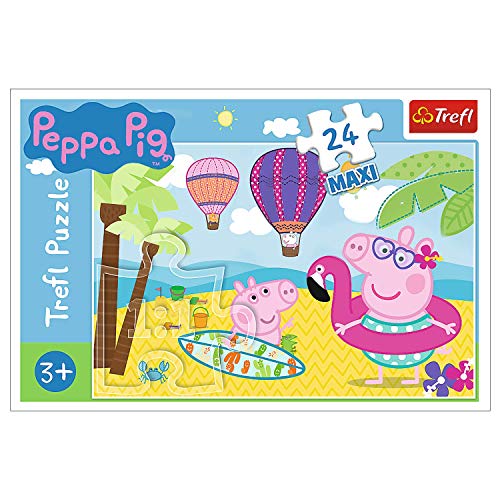 Trefl Wutz macht Ferien, Peppa Pig 24 Maxiteile, für Kinder AB 3 Jahren Puzzels, Color Coloreado (WPU-14293-01-010-01)