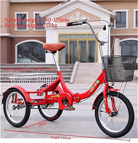 Triciclo For Adultos 1 Velocidad De 3 Ruedas TRIBLE CRUCHER CON 16 "LAS RUEDAS BIGES FRENTE FRONTAL CONTÍCYCLE CON CESTA For ADULTOS For MAYORES CON CASO DE COMPRAS EJERCICIO DE CESTENCIA HOMBRES TRIC