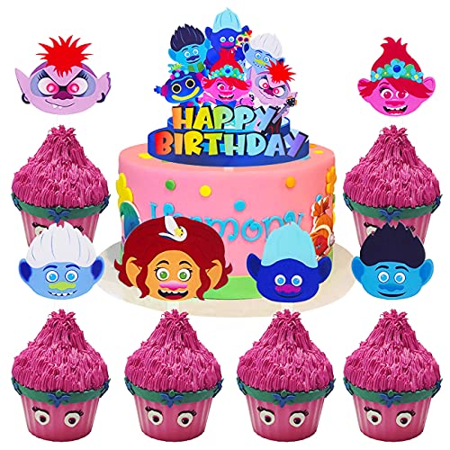 Trolls Cupcake Topper Set simyron Cupcake Toppers Decoración Tarta Cumpleaños De Pastel Cupcake Toppers Picks para niños cumpleaños,FigurillaTema Party Decorations