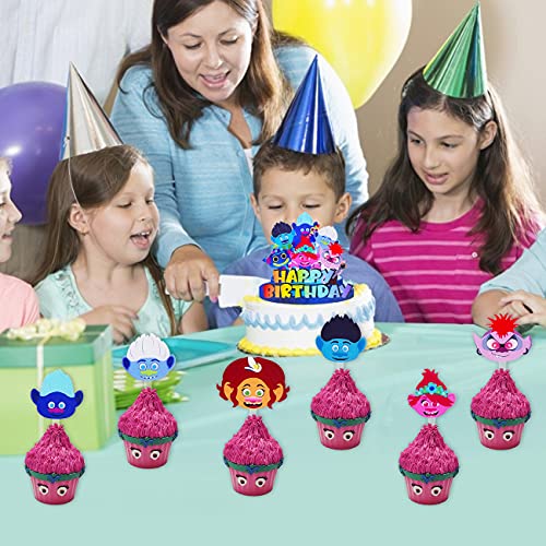 Trolls Cupcake Topper Set simyron Cupcake Toppers Decoración Tarta Cumpleaños De Pastel Cupcake Toppers Picks para niños cumpleaños,FigurillaTema Party Decorations