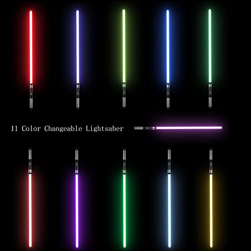 TXQ Lightsable Heavy Dueling Sables de luz para adultos Premium Aleación de aluminio Hilt FOC Light Saber RGB 11 Colores Cambiables 6 Sets Sound Font Force FX Lightsable (Azul)