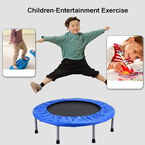 TXTC Camas Elastica para Adultos, Camas Elasticas para Niños, Trampolín De Fitness con Barandilla, Ejercicio Entrenamiento Interior De Trampolín, Carga Máxima De 220 Libras (Color : Blue-B)